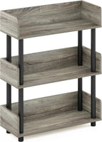 Furinno TURN-N-TUBE Display Shelf, 3-Tier Storage Shelves with Side Panels, Open Shelves Book Shelf with Rounded Corner Top Edges, for Organization and Storage, Living Room, Home Office, French Oak