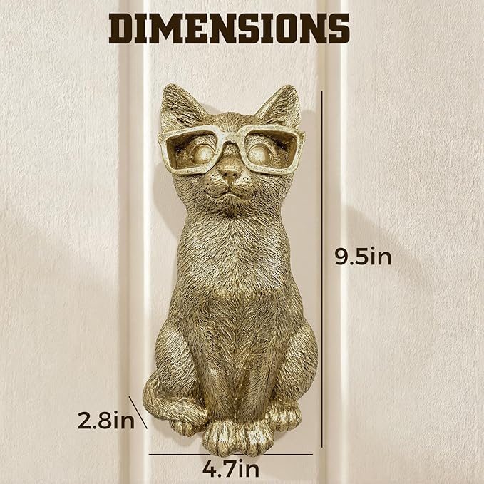 GUSFREUD Gold Animal Heads Sculptures Wall Art - Resin Faux Cat for Home Wall Decor, Cat Wall Hanging Decoration for Living Room, Bedroom & Kitchen, Unique Gift Idea