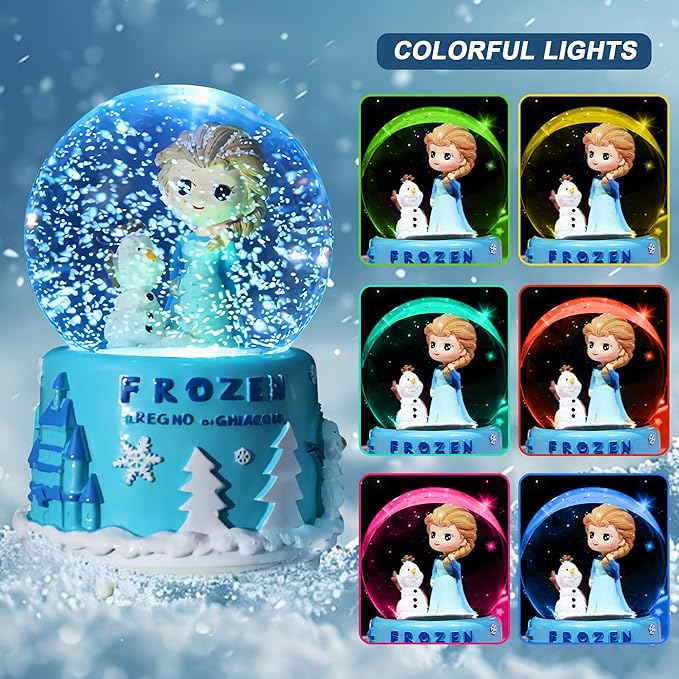 Snow Globe, Princess Snow Globes for Girls, Music Snowglobe with Automatic Snowflakes, Christmas Birthday Princess Gifts for 6 7 8 9 10 11 12+ Year Old Girls Kids