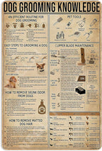 Dog Grooming Knowledge Metal Signs Poster, Vintage Decorations Wall Art Decor 16x12 Inches