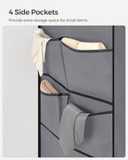 SONGMICS Portable Closet, Wardrobe Closet Organizer with Cover, 3 Hanging Rods and Shelves, 4 Side Pockets, 51.2 x 17.7 x 65.7 Inches, Large Capacity for Bedroom, Living Room, Gray URYG092G02