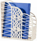 BROWNLILY Macrame Magazine Holder - Unique Handwoven Basket for Books & Home Decor, Exclusive Cotton Rope Weaving Art, Single Piece