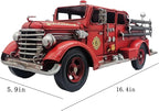Truck Model Retro Fire Diecast Metal Miniature Vehicles Large Fire Fighting Truck Decor Home Antique Truck Decor Automotive Decor 16.4'' Long…