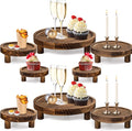 8PCS Wooden Risers for Display Wood Cake Stand for Party Round Food Risers for Buffet Wooden Holder Rustic Riser for Decor Tiered Tray Decor Home Kitchen (Rustic, 8 PCS (10", 8”, 6”, 5”))
