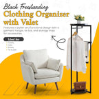 Kings Brand Furniture Suit Valet Stand, Coat Rack with Rods & Storage Trays - Tie Jacket Hanger, Freestanding Clothing Organizer Perfect for Bedrooms & Entryways, Black
