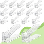 Clear Shoe Slot Organizer, 16 Pack Adjustable Shoe Slots Organizer for Closet Clear Shoe Stackers Shoe Rack Holder Shoe Space Savers for a Pair of Shoes