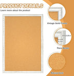 White Cork Board for Wall, 36 x 24 inches Decorative Bulletin Board, Rustic Wooden Frame Pin Board for Office, Dorm, Home Decor