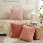 Fancy Homi 4 Packs Decorative Throw Pillow Covers for Living Room Couch Bed, Modern Farmhouse Boho Home Décor Accent Cushion Case, 16" x 16", Pink Series