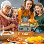 Lineshading 4 Pcs Fall Table Decoration for Home Wooden Blue Pumpkin Decor with Sunflowers Rustic Thanksgiving Tiered Tray Decor Autumn Centerpiece Decoration for Harvest Party Home Kitchen