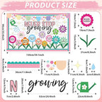 Spring Never Stop Growing Bulletin Board Classroom Decoration Grow Flower Cutouts Positive Paper Cutouts for Teacher Back to School Office Home Chalkboard Spring Inspirational Door Wall Decor Supplies
