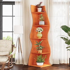LITTLE TREE Small Corner Shelf, Modern 5-Tier Wall Corner Bookshelf, Stylish Bookcase Storage Rack for Small Space, Living Room, Bedroom