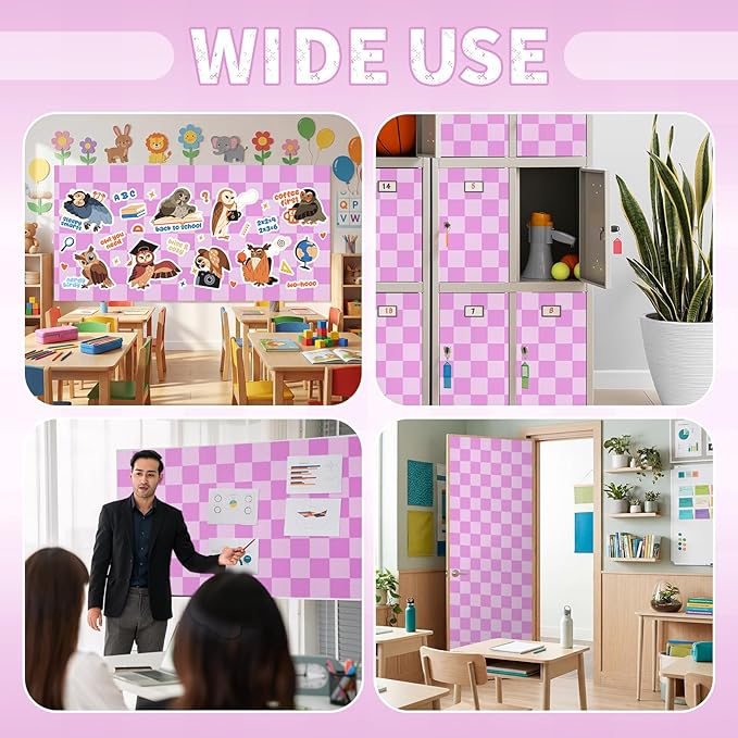 Hahafelt 16 in x 40 Ft Fabric Bulletin Board Roll Purple Plaid Bulletin Board Classroom Non Woven Background Decorations Waterproof Wrinkle Resistant Fabric Roll for Back to School Wall Decor