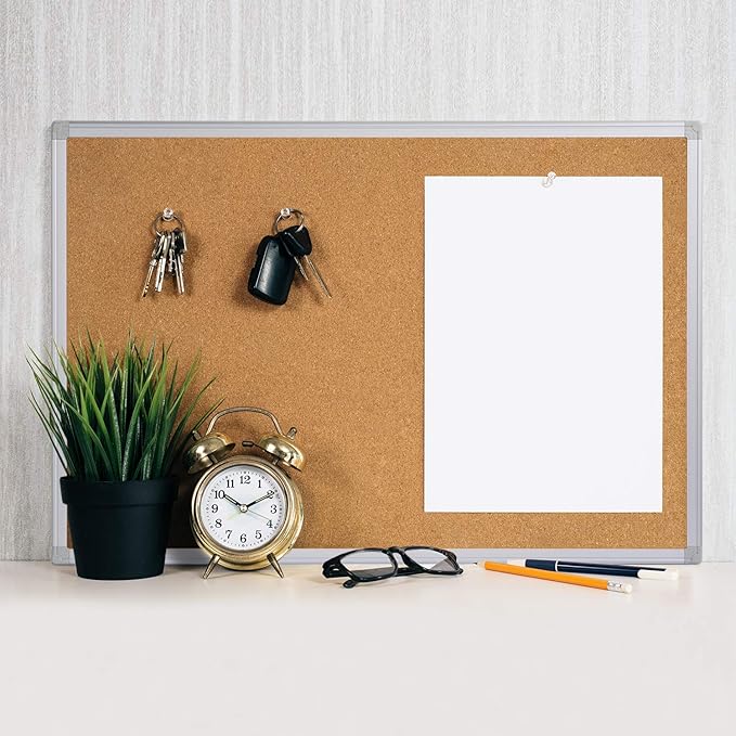 2-Pack Cork Board Bulletin Board 24 x 36, Silver Aluminium Framed 2x3 Corkboard, Office Board for Wall Cork, Large Wall Mounted Notice Pin Board