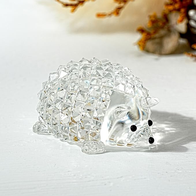 H&D HYALINE & DORA Cut Clear Crystal Hedgehog Animal Figurine Collection Glass Ornament