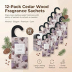 ROSE COTTAGE Large 12 Packs Cedar Wood Hanging Closet Deodorizer Air Freshener Long Lasting Scented Sachets Smell Goods for House