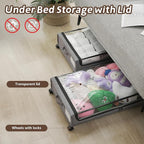 UnderBed Storage Containers, UnderBed Shoe Storage with Wheels, Under Bed Drawers for Clothes Book Blankets, Dorm Bedroom Organizer