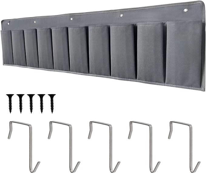 RV Shoe Pockets 10 Pockets Heavy Hanging Bedside Storage Organizer with Sturdy Hooks Storage Pockets Hangs on bed for Shoes Toys and Tool Accessories