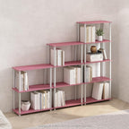 Furinno Turn-N-Tube Book Shelf, 4-Tier Bookshelf, Bookcase with Multipurpose Compact Display Rack, 11.6 x 23.6 x 43.2, for Living Room, Bedroom, Home Office, Pink/White