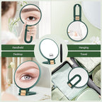 B Beauty Planet 30X Magnifying Mirror, Hand Mirror with Handle, Double Sided Hand Mirror with 30X/1X Magnification, Travel Essential Portable Foldable Makeup Mirror for Precision MakeupGreen
