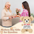 WELLBANEE Mothers Mom Day Gifts for Grandma, Bear Birthday Gifts for Grandma from Granddaughter Grandson Grandkids, Nana Gigi, I Love You Handmade Emotional Positive Crochet Bear Decor