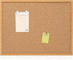 Cork Board Bulletin Board 24 x 36, Wood Framed Corkboards for Wall Decor, Hanging Office Message Board, Large Wall Mounted Notice Pin Board with 15 Push Pins for School, Home & Office