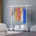 HOKEEPER Clothes Rack Collapsible Clothing Garment Rack Capacity 525LBS Clothing Racks on Wheels Heavy Duty Rolling Clothes Rack for Hanging Clothes for bedroom, Commercial, White 22"D x 75"W x 71"H