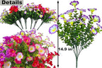 Artificial Faux Flowers for Outdoors, 12 Bundles Artificial Plants Outdoor UV Resistant, Fake Morning Glory Silk Flowers for Outside Planter Porch Patio Yard
