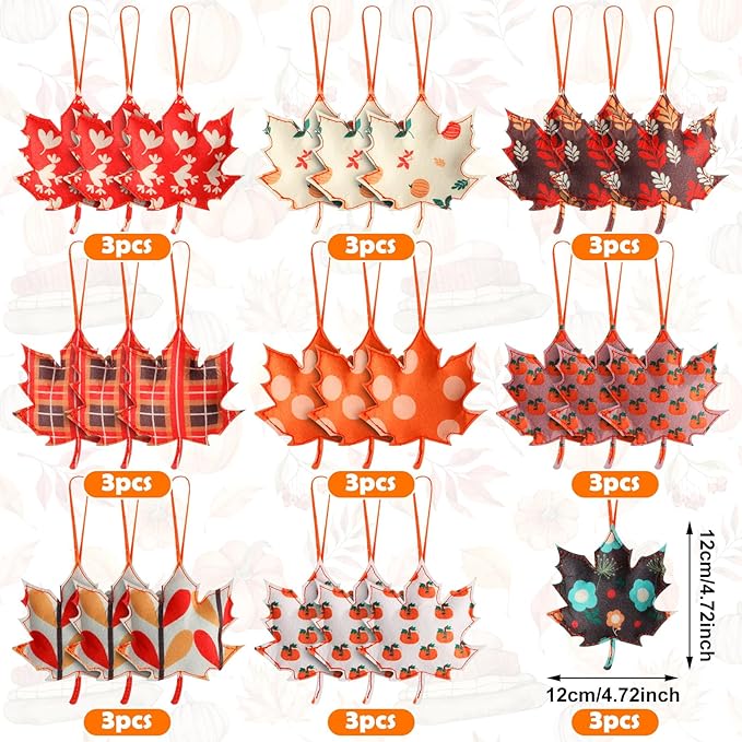 Tudomro 27 Pcs Fall Tree Decoration Autumn Thanksgiving Leaves Tree Ornaments Thanksgiving Decor 3D Felt Leaves Pumpkin Autumn Hanging Ornaments for Home Decor Party Favors(Cute Style)
