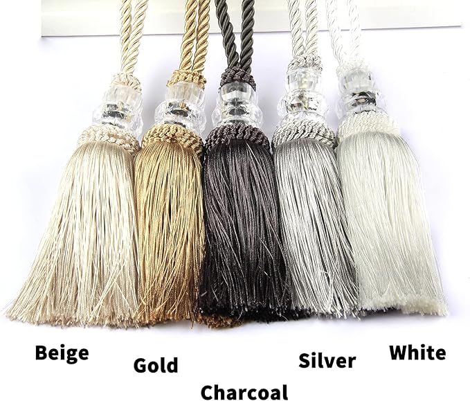 2 Pack Gold and Silver Tassel Key With Loops, Large Handmade Craft, DIY Accessories for Home Decoration (Silver, 2)