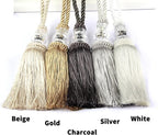 2 Pack Gold and Silver Tassel Key With Loops, Large Handmade Craft, DIY Accessories for Home Decoration (Silver, 2)