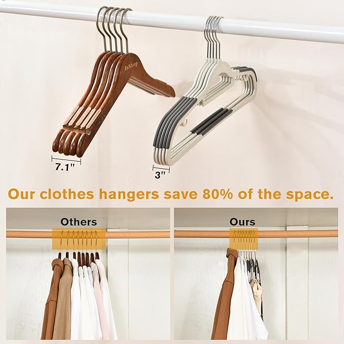 ELONG HOME Plastic Hangers - 50 Pack, Non Slip Slim Coat Hangers, Heavy Duty, 17.1" for Women/Men Clothes