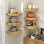 12 Inch Square Floating Shelves for Wall 2 Pack, 12"D Wood Grain Bathroom Shelves with Invisible Brackets, Easy Install Engineered Wood Storage Shelves for Kitchen, Living Room, Bedroom, Oak Finish