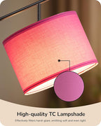 EDISHINE Modern Floor Lamps for Living Room, 64.7" Minimalist Standing Lamp with 3 Color Temperatures Bulb & Adjustable Linen Shade, Foot Pedal Switch, Arc Tall Lamp for Office Bedroom, Pink