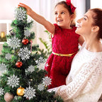 46Pcs Plastic Snowflake Ornament Christmas Glitter Snowflake Hanging Christmas Tree Decorations with Silver Rope for Winter Decorations Tree Window Door Accessories (Silver)