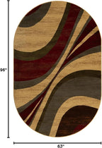 Unique Loom Barista Collection Area Rug - Ngada (5' 3" x 8' Oval, Beige/Red)