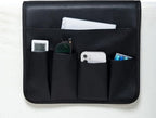 PU Leather Sofa Armrest Organizer, Armchair Magazine Holders, Waterproof Remote Holder for Recliner Couch with 1 Large Pocket, 4 Small Pockets for Magazine, Remote, Phone, Ipad, Books (Black)