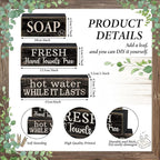 Lineshading 4 Pcs Bathroom Shelf Decor Sign Farmhouse Bathroom Decor and Accessories Rustic Eucalyptus Leaves Block Sign Soap Fresh Hand Towel Free Table Centerpiece for Home Toilet Hotel Campsite