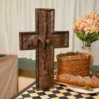 BGCOPPER Crucifix Wall Cross Handmade Wooden Cross with Hook, Christian Wall Art Jesus Wall Cross Gifts for Church Home Room Decor Christmas Cross - 6 Inch