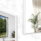 BONEWEI White Bathroom Mirror,30x36 inch Wall Mirror for Bathroom Wall Mounted,Rectangle Mirror for Bathroom Over Sink,Modern Metal Frame for Living Room,Bedroom Entryway,Horizontal/Vertical