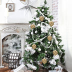 Jetec 8 Pieces Christmas Ornaments Glitter Christmas Tree Hanging Decoration Decorative Artificial Pine Cones Flowers Hanging Ornaments for Winter Wreath Holiday Decor(Gold)