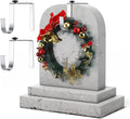 Blulu 7'' to 11'' Metal Headstone Wreath Hanger Christmas Memorial Day Adjustable Flower Wreath Holder Stands Gravestone Marker Cemetery Tombstone Saddles(2 Pcs)