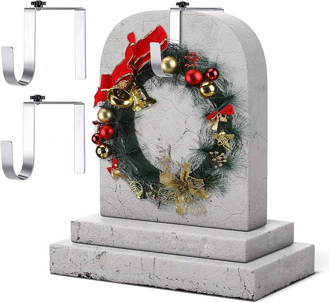Blulu 7'' to 11'' Metal Headstone Wreath Hanger Christmas Memorial Day Adjustable Flower Wreath Holder Stands Gravestone Marker Cemetery Tombstone Saddles(2 Pcs)