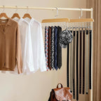 2 Pack Tie Hanger for Closet, Wooden Tie Racks Hanger with Upgraded 360°Rotating, Space-Saving Belt Holders with 8 Hooks, Closet Storage for Tie,Tank Top,Bra, Scarf,Hat