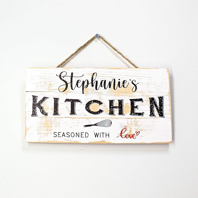 Personalized Wooden Kitchen Wall Decor, Farmhouse Last Name Signs for Home, Family Sign, Housewarming Gifts, Wedding Gift, Friends Gift - 6"x12" - White Rustic