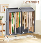 MISSLO 43" Hanging Garment Bags for Hanging Clothes Fully Enclosed Coat Bags for Closet Storage Clothes Cover with Large Clear Window and 3 Zippers (Rack not included), 2 Packs