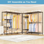 Ulif F7 Garment Rack, Heavy Duty Clothes Rack, Clothing Racks for Hanging Clothes, 6-Tiers Freestanding Portable Closet Storage Rack 58'' W × 14.6'' D × 76.6'' H, Max Load 800 Lbs, Black
