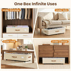 Budding Joy Under Bed Storage with Wheels 2Pack, 80L Height Adjustable Underbed Containers with Clear Lids, Rolling Under Bed Shoe Storage Organizer for Dorm Home Clothes, Blankets, Toys, Beige