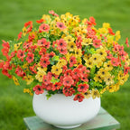 16 Bundles Artificial Fall Flowers for Outdoor Realistic Faux Flower Garden Home Decoration, Hanging Autumn Fall Decor Daisy with Eucalyptus Leaves Fake Plants Greenery Porch Patio Front Door Decors