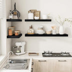 Vivelove 2" Thick Floating Shelves for Wall 55 Inches Long, 12" Deep Wall Shelves, for Bedroom, Bathroom, Living Room, Kitchen, Office, Modern Home Decor, 55" X 12" X 2", Set of 2, Black