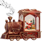 Wondise Lighted Christmas Snow Globes Musical Lantern with Timer, Battery Operated Spinning Water and Swirling Glitter Globes, Train Shape Holiday Christmas Thanksgiving Decoration